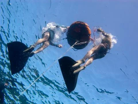 Freediving preparations Stock Photos