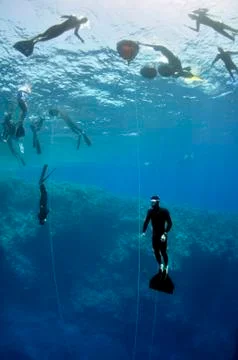 Freediving training Stock Photos