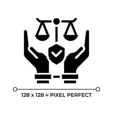 Freedom from arbitrary arrest and exile pixel perfect glyph solid icon Stock Illustration