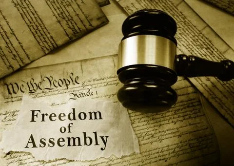 Freedom of Assembly First Amendment message Stock Photos