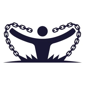 Freedom Breaking Chain Human Logo for Motivation, Justice and Personal Growth Stock Illustration