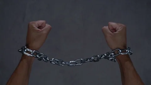 Freedom, concept of free man, broken chain in slow motion Stock Footage 92985950