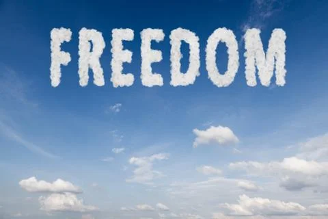 Freedom concept text in clouds Stock Illustration