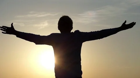 Freedom in the Dance at Sunset in Slow Motion. Stock Footage
