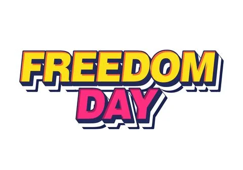 Freedom day colorful comic text design Stockillustratie