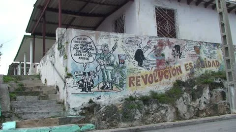 Freedom drawing on wall Stock Footage