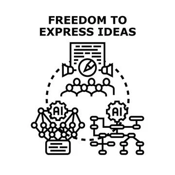 Freedom to express ideas with artificial intelligence Stock Illustration
