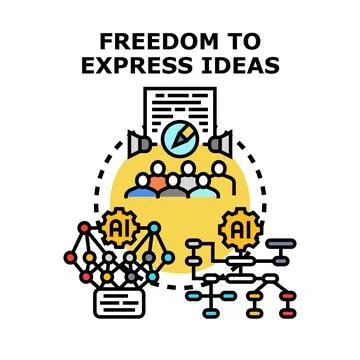 Freedom to express ideas with artificial intelligence Stock Illustration