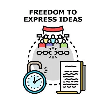 Freedom expressing ideas to an audience breaking chains Stock Illustration