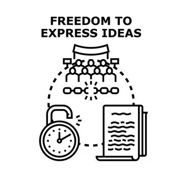 Freedom expressing ideas to an audience breaking chains Stock Illustration