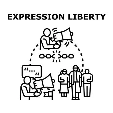 Freedom of expression and speech liberation concept Stock Illustration