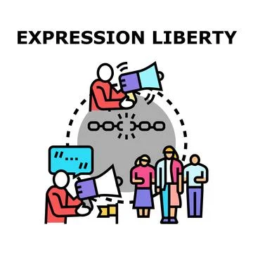 Freedom of expression and speech liberation concept Stock Illustration