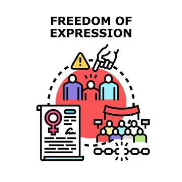 Freedom of expression concept with people and broken chains Stock Illustration