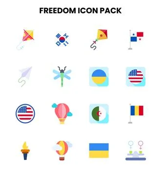 Freedom Flat Graphics Icons Pack 库存插图