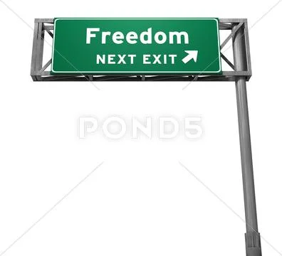 Freedom - Freeway Exit Sign Stock Illustration