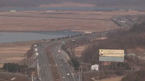 "Freedom" highway along the border between north and south Korea Video stock 10586499