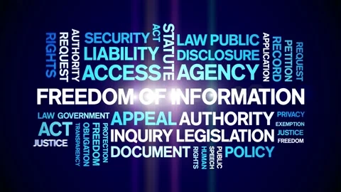 Freedom of information animated word cloud,animation kinetic typography loop. Stock Footage 310060159