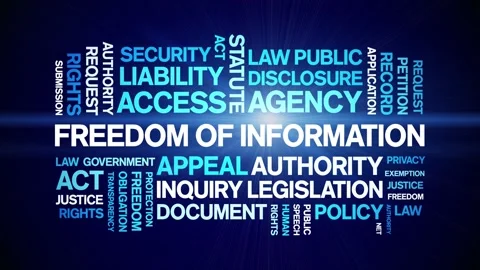 Freedom of information animated word cloud,animation kinetic typography loop. Stock Footage 310060268