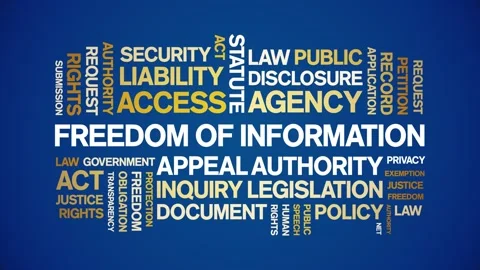 Freedom of information animated word cloud,animation kinetic typography loop. Stock Footage 310060378