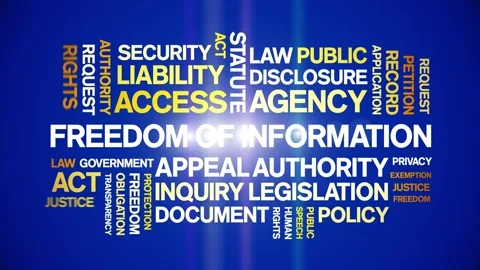 Freedom of information animated word cloud,animation kinetic typography loop. Stock Footage 310060428