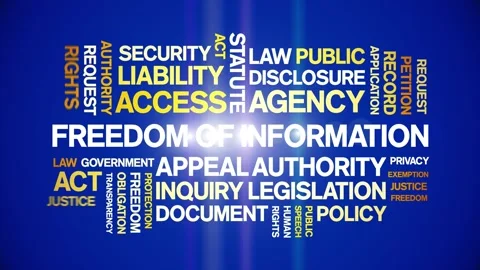 Freedom of information animated word cloud,animation kinetic typography loop. Stock Footage 310060480