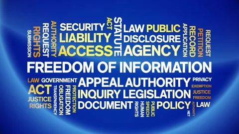 Freedom of information animated word cloud,animation kinetic typography loop. Stock Footage 310060534