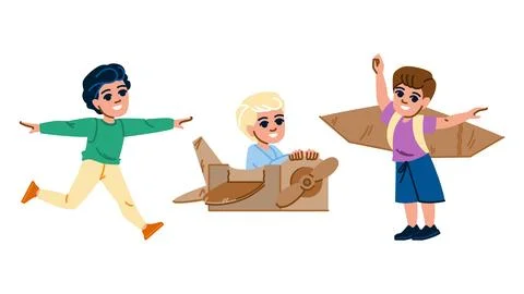 Freedom kid boy fly vector Stock Illustration