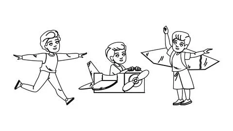 Freedom kid boy fly vector Stock Illustration