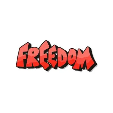 Freedom message isolated on white background. Vector stylized word. Stock Illustration