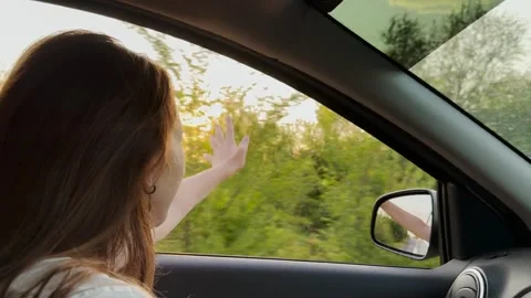Freedom on the open road with a sunset view, serene countryside trip, girl Stock Footage 313209895