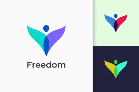 Freedom or human logo represents success and happy for yoga or charity Stock Illustration
