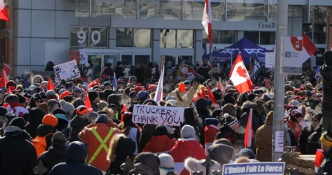 Freedom Ottawa Protest Large Crowd Stock-Footage 170276458