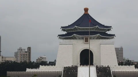 Freedom Plaza with Taiwan Flag and Architecture Stock-Footage 101932053