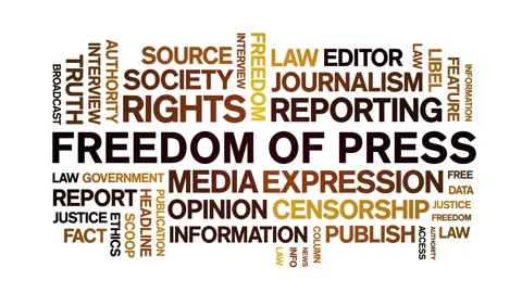 Freedom of Press animated word cloud,animation kinetic typography seamless loop Stock Footage 310059000