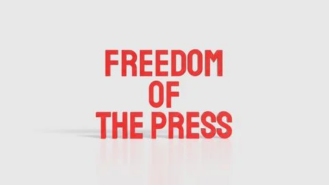 Freedom of the Press Bold Red Text Concept 3d render. Stock Illustration