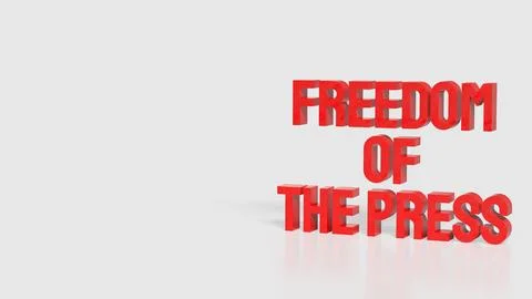 Freedom of the Press Bold Red Text Concept 3d render. Stock Illustration