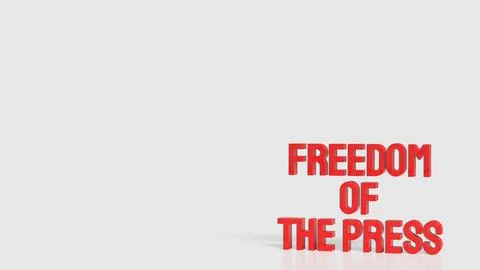 Freedom of the Press Bold Red Text Concept 3d render. Stock Illustration
