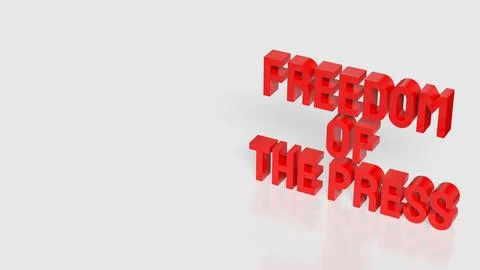 Freedom of the Press Bold Red Text Concept 3d render. Stock Illustration