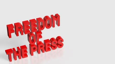 Freedom of the Press Bold Red Text Concept 3d render. Stock Illustration