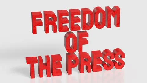 Freedom of the Press Bold Red Text Concept 3d render. Stock Illustration