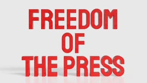 Freedom of the Press Bold Red Text Concept 3d render. Stock Illustration