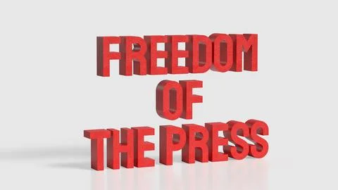 Freedom of the Press Bold Red Text Concept 3d render. Stock Illustration