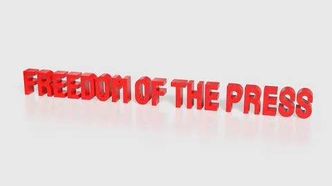 Freedom of the Press Concept Text on Gray Background 3d render. Stock Illustration