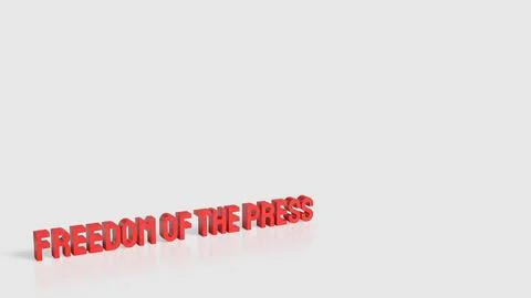 Freedom of the Press Concept Text on Gray Background 3d render. Stock Illustration