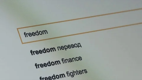 FREEDOM search query in browser - Macro Видео 75148817