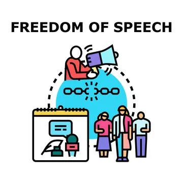 Freedom of speech concept vector illustration breaking chains Stock Illustration