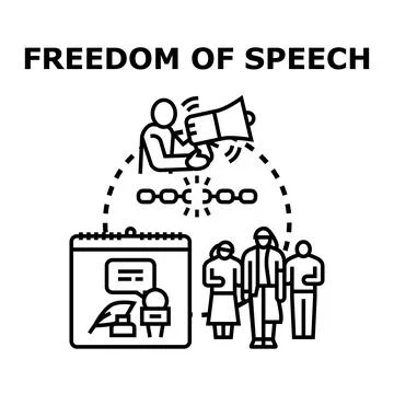 Freedom of speech concept vector illustration breaking chains Stock Illustration