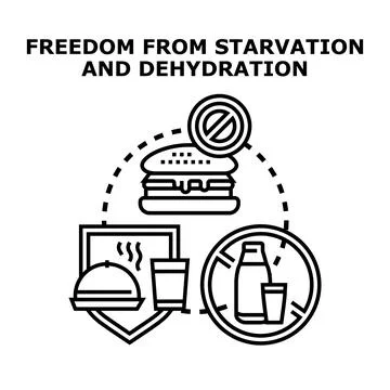 Freedom from starvation dehydration food security concept Stock Illustration