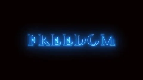 Freedom text neon light effect green screen background Video stock 279884952