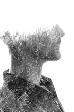 Freedom from thoughts. Double exposure Stock Photos